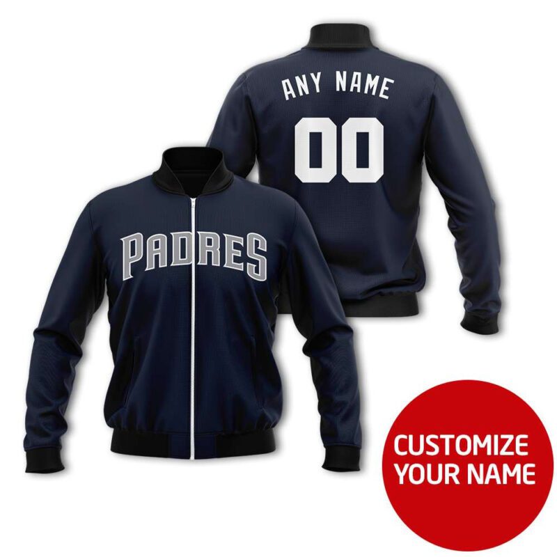 San Diego Padres #00 Personalized Navy Jersey Style Gift With Custom Number Name For Padres Fans Bomber Jacket BJ04059