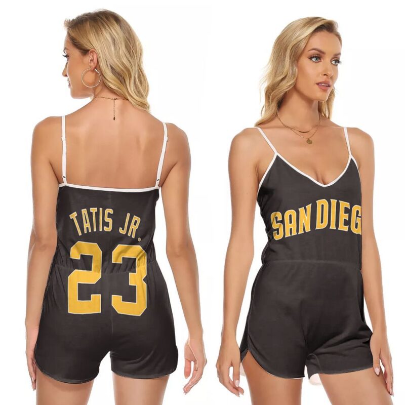 San Diego Padres Fernando Tatis Jr 23 MLB Basebal Team 2020 Brown Gift For Padres Fans V-neck Romper Jumpsuit RJ01519