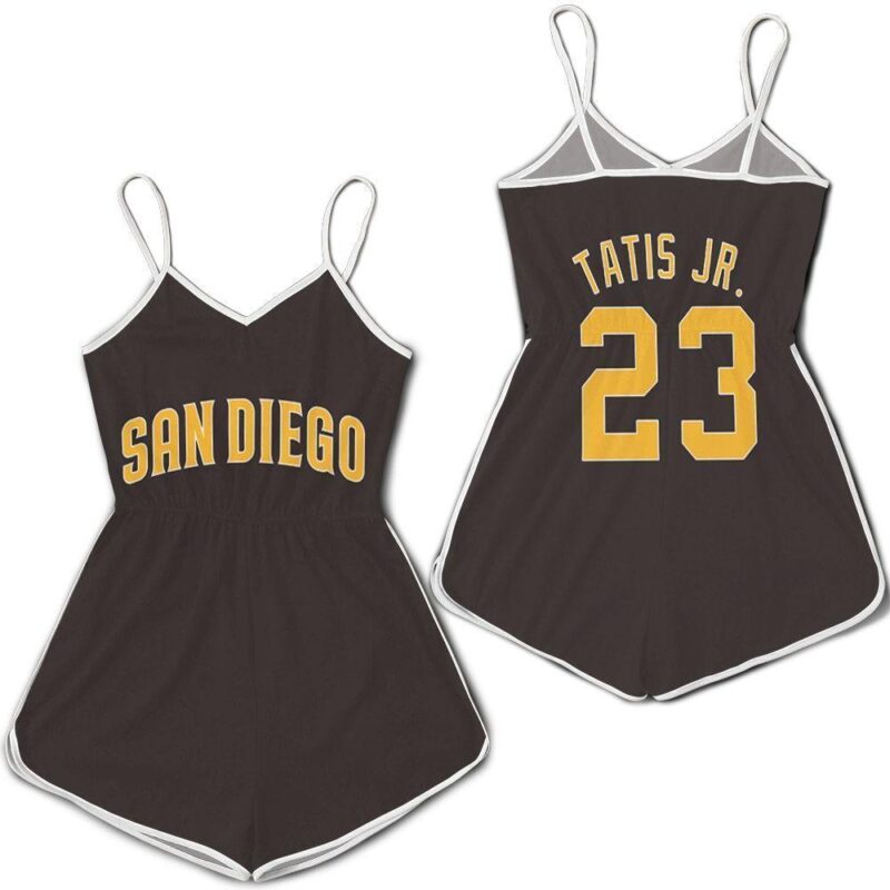 San Diego Padres Fernando Tatis Jr 23 MLB Brown jersey inspired style Romper RJ02025