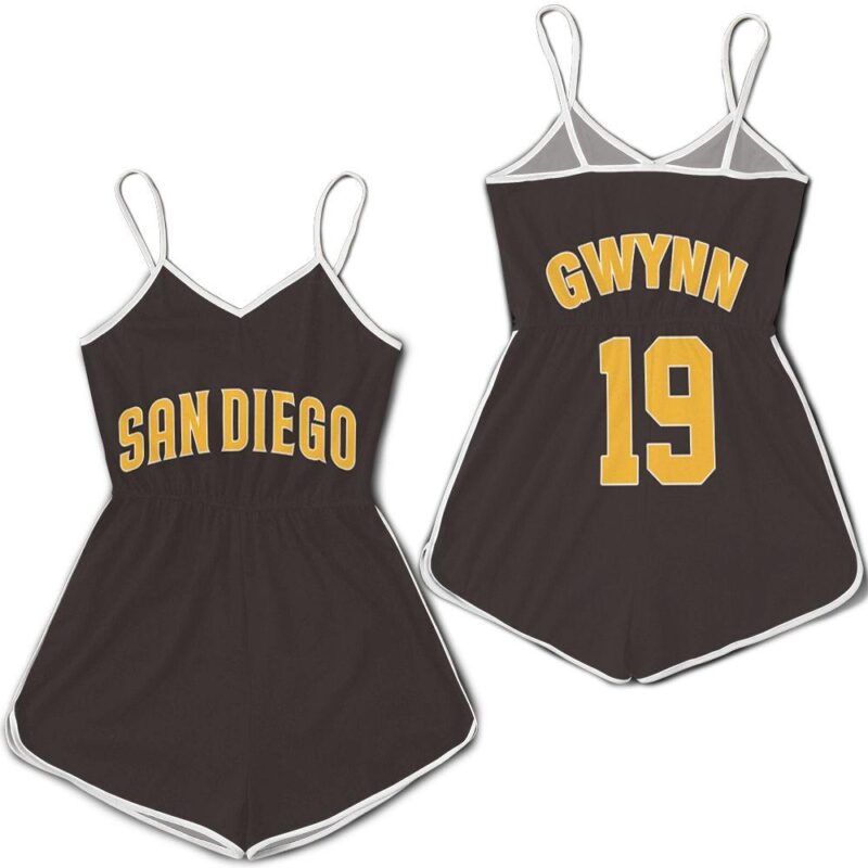 San Diego Padres Tony Gwynn 19 MLB Dark Brown jersey inspired style Romper RJ01942