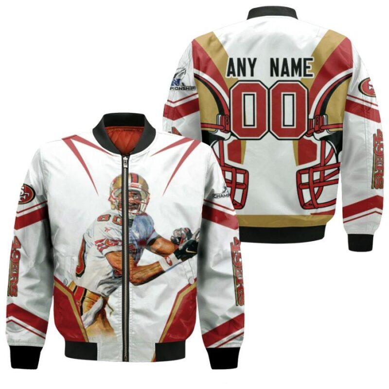 San Francisco 49ers Jerry Rice 00 Any Name NFC Championship 2022 White Jersey Style Gift With Custom Number Name For 49ers Fans Bomber Jacket BJ00282