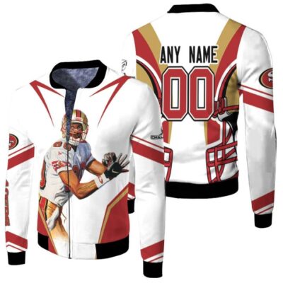 San Francisco 49ers Jerry Rice 00 Any Name NFC Championship 2022 White Jersey Style Gift With Custom Number Name For 49ers Fans Fleece Bomber Jacket