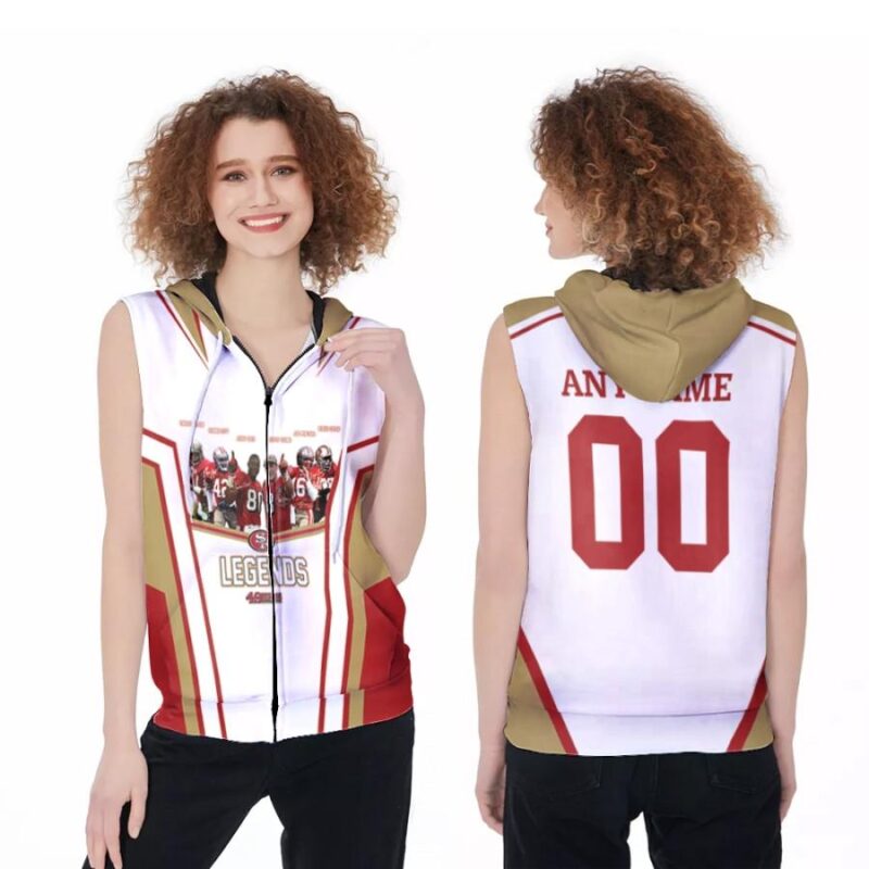 San Francisco 49ers Legends NFL America Football Team Logo 3D Gift With Custom Name Number For 49ers Fans Zip Sleeveless Hoodie ZSH1836