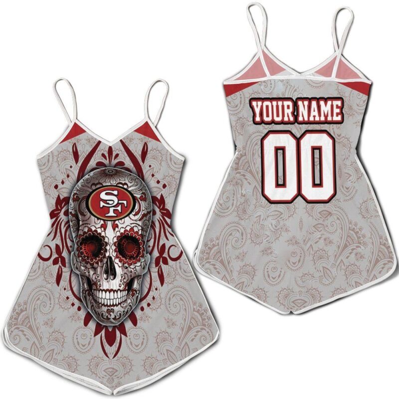 San Francisco 49ers Sugar Skull For Fans 3D Personalized Romper RJ03426