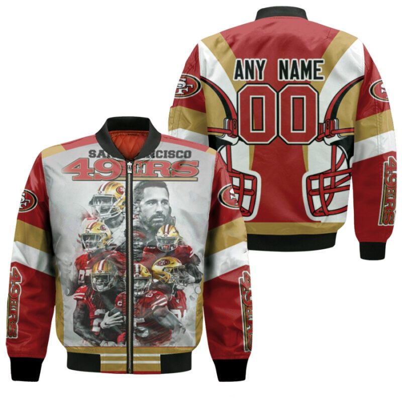 San Francisco 49ers Team Great Players 00 NFL Team Red Jersey Style Gift With Custom Number Name For 49ers Fans Bomber Jacket BJ00217