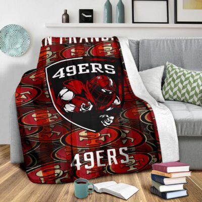 San Francisco American Football 49ers Ers Player On Shield SF Coin Doodle Fleece Blanket 2