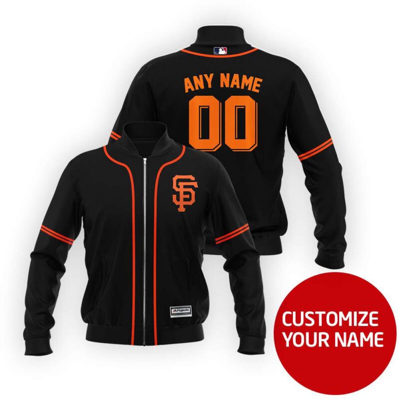 San Francisco Giants #00 Personalized Black Jersey Style Gift With Custom Number Name For Giants Fans Bomber Jacket BJ03800