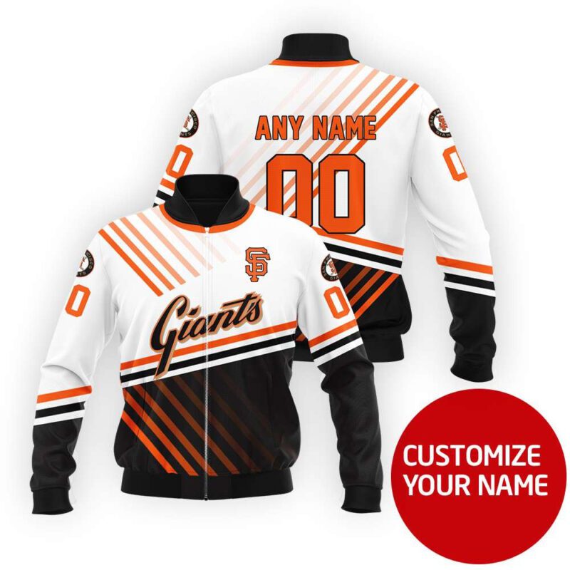 San Francisco Giants #00 Personalized Orange Line White Jersey Style Gift With Custom Number Name For Giants Fans Bomber Jacket BJ03600