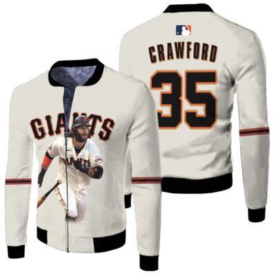 San Francisco Giants Brandon Crawford 25 White 2019 Designed Gift For Giants Fans Fleece Bomber Jacket