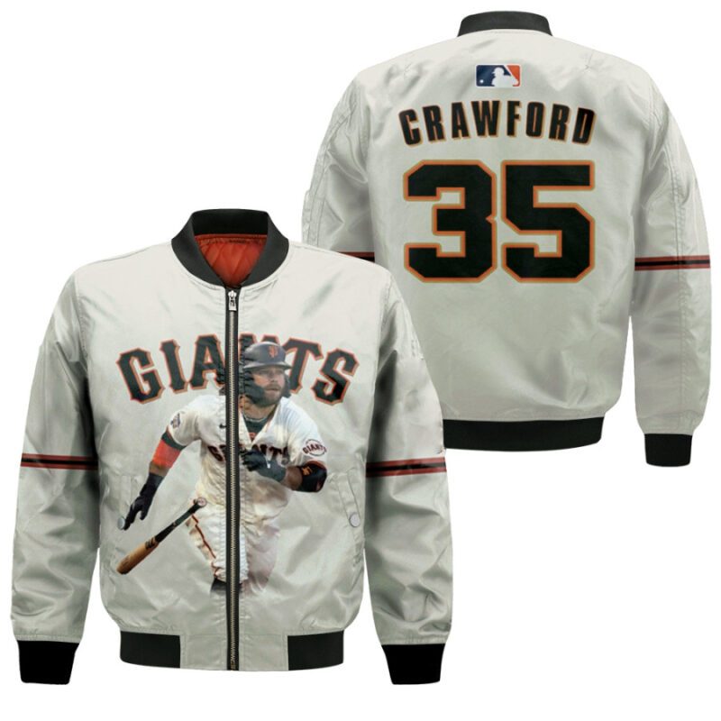 San Francisco Giants Brandon Crawford 25 White 2019 Gift For Giants Fans Bomber Jacket BJ04259