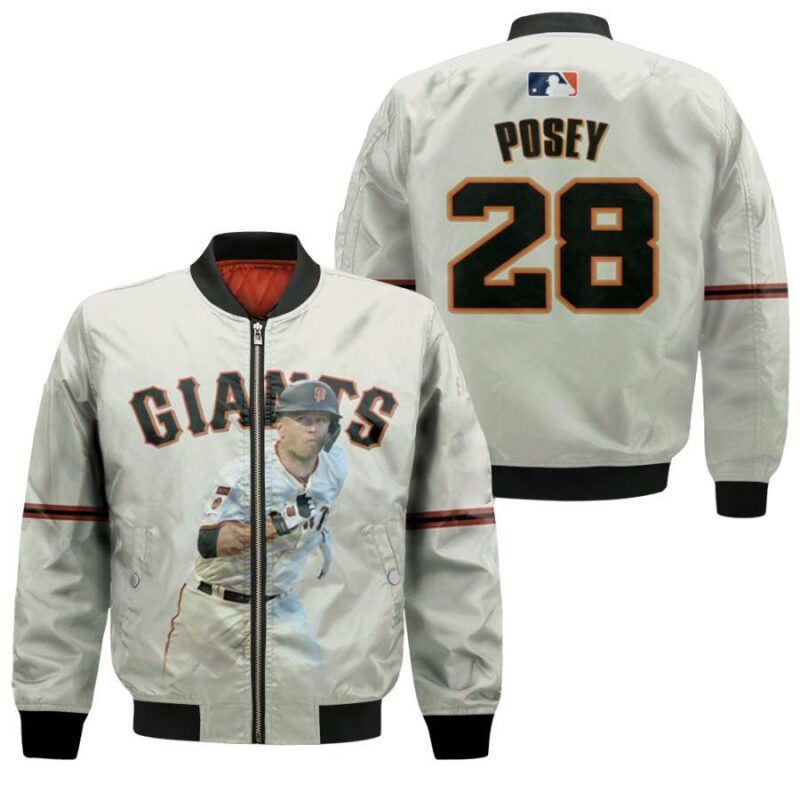 San Francisco Giants Buster Posey 28 MLB Legends Cream 2019 Gift For Giants Fans Bomber Jacket BJ04242