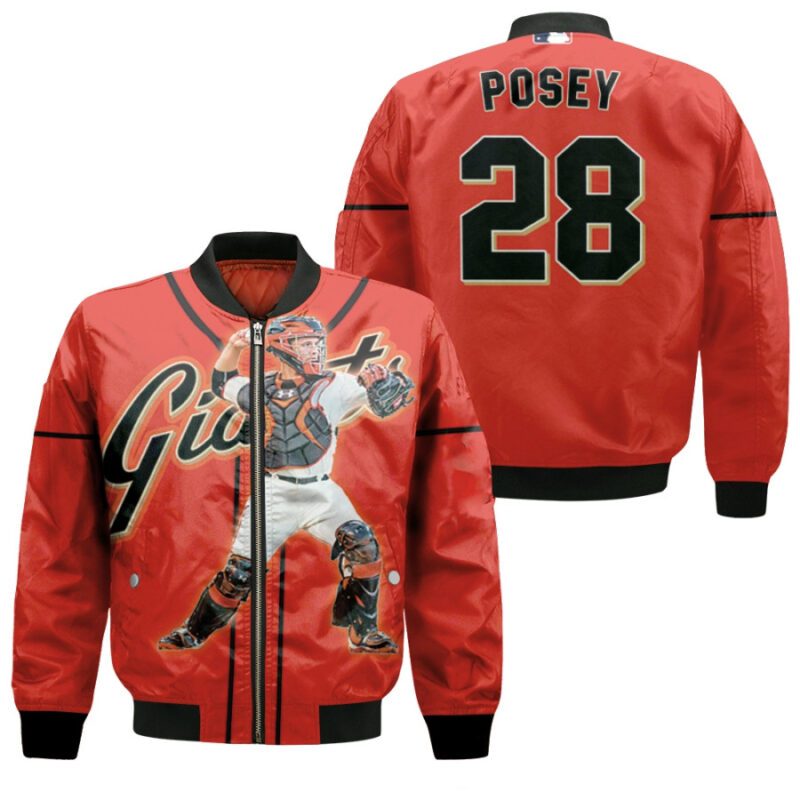 San Francisco Giants Buster Posey 28 NFL Team Player 2019 Orange Jersey gift for Giants fans Bomber Jacket BJ00106