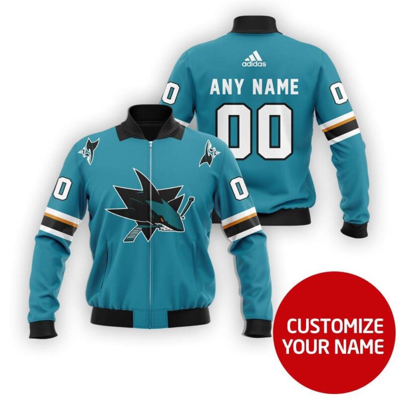 San Jose Sharks Nhl Hockey Team Blue Custom Number Name Gift For Sharks Fans Bomber Jacket BJ03790