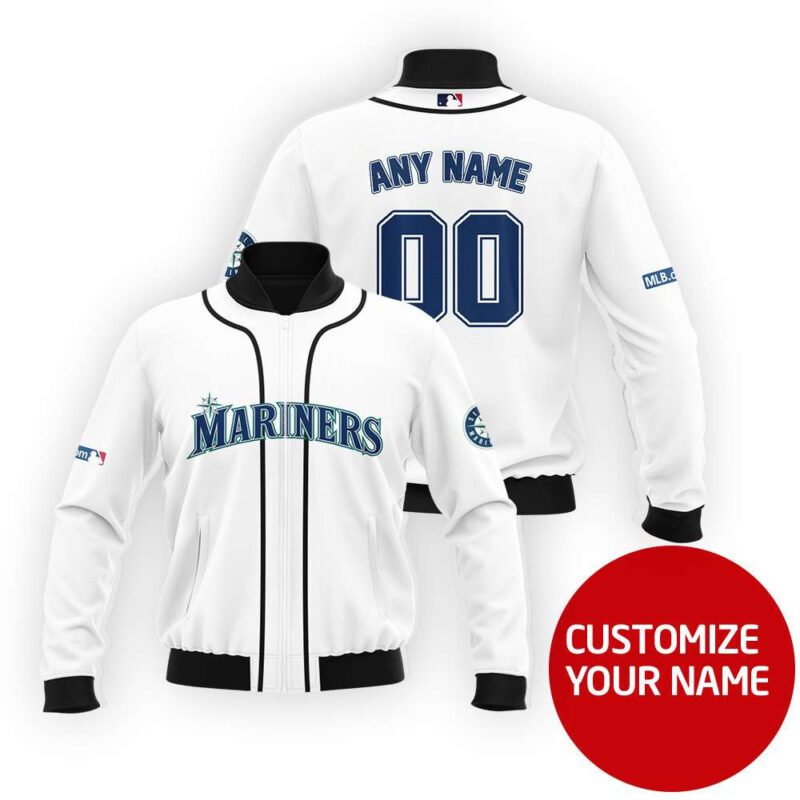 Seattle Mariners #00 Personalized White Jersey Style Gift With Custom Number Name For Mariners Fans Bomber Jacket BJ03877