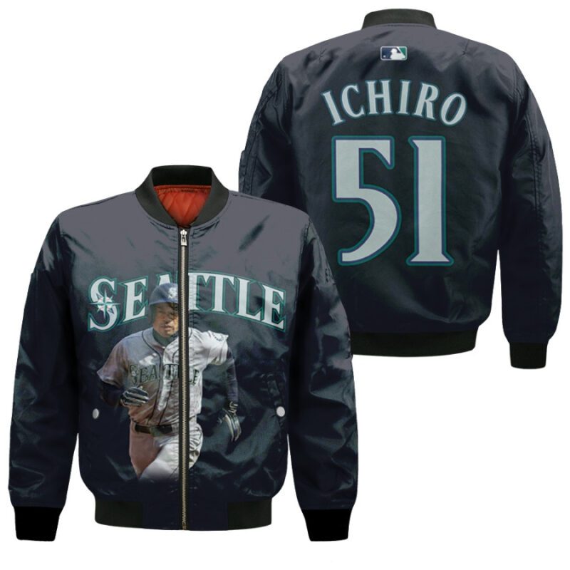 Seattle Mariners Ichiro Suzuki 51 MLB Great Player Navy 2019 Gift For Mariners Fans Bomber Jacket BJ04192