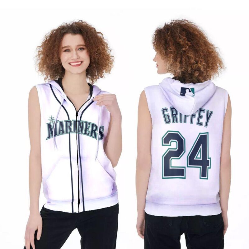 Seattle Mariners Ken Griffey Jr 24 MLB Baseball Team Logo Jersey Style Gift For Seattle Fans Zip Sleeveless Hoodie ZSH0618