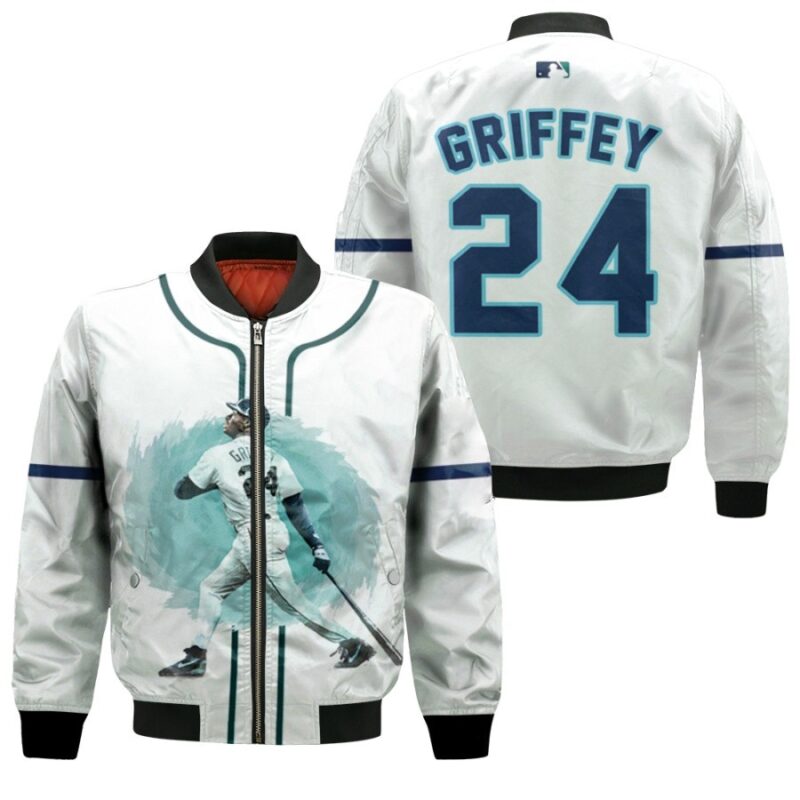 Seattle Mariners Ken Griffey Jr. 24 MLB Legend Player Baseball White Gift For Mariners Fans Bomber Jacket BJ00516