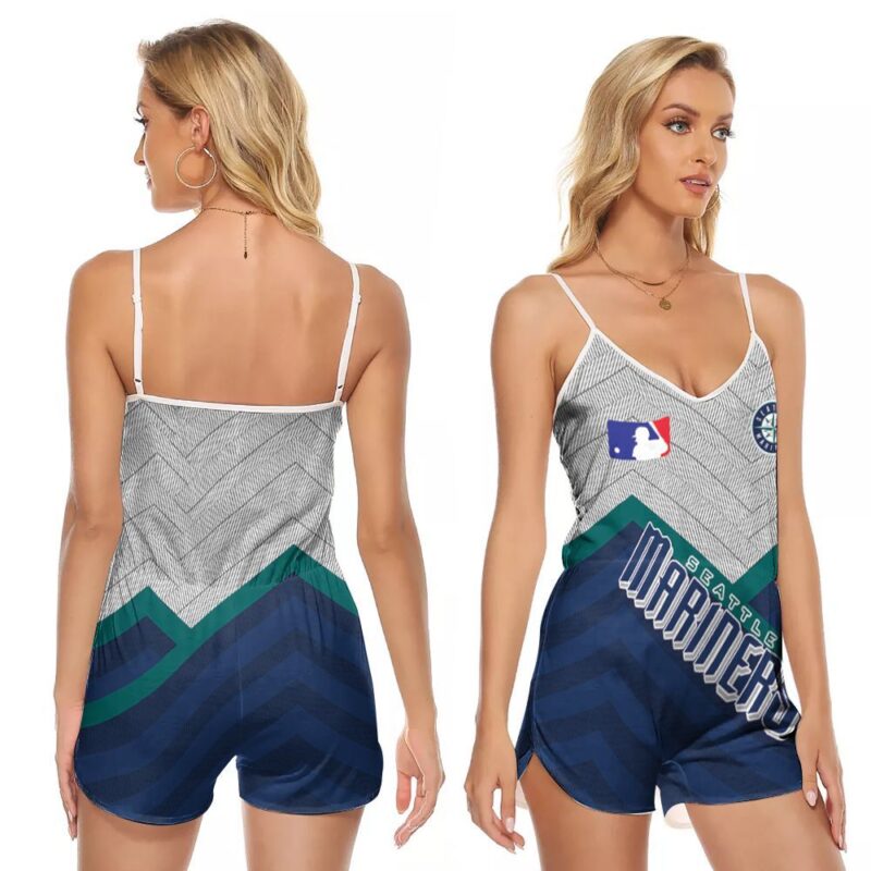 Seattle Mariners MLB Baseball Team Logo Gift For Seattle Mariners Fans Baseball Lovers Fans V-neck Romper Jumpsuit RJ00985