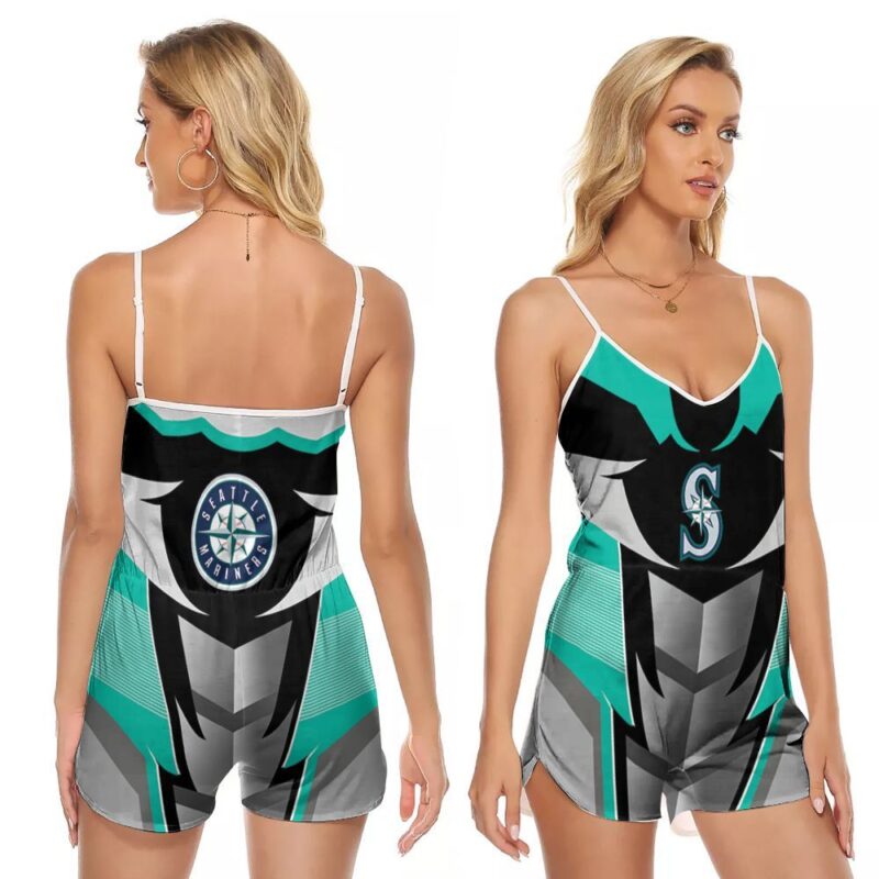 Seattle Mariners MLB Baseball Team Logo Gift For Seattle Mariners Fans Baseball Lovers V-neck Romper Jumpsuit RJ01446