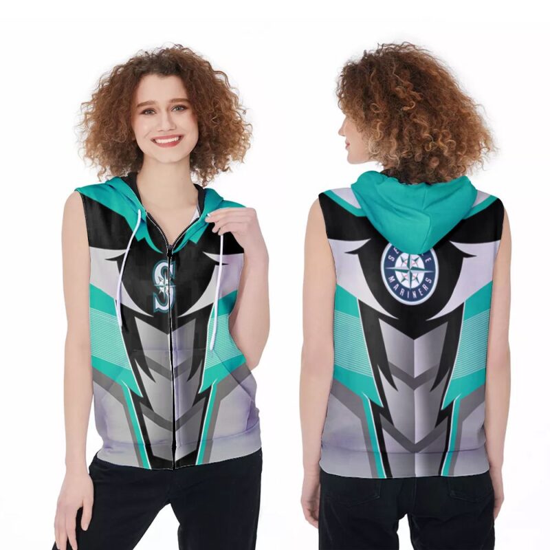 Seattle Mariners MLB Baseball Team Logo Gift For Seattle Mariners Fans Baseball Lovers Zip Sleeveless Hoodie ZSH1276
