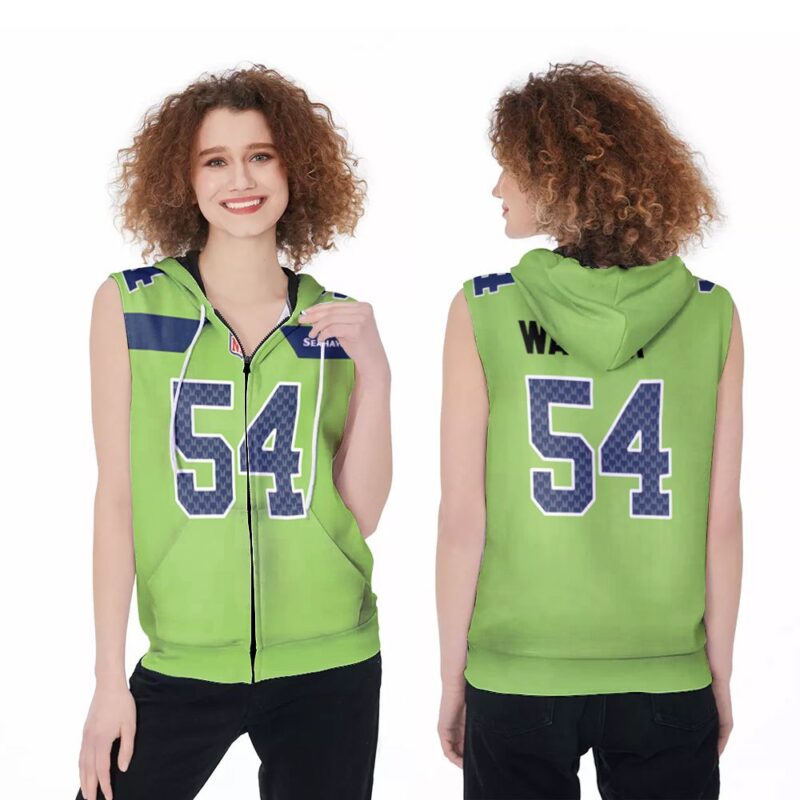 Seattle Seahawks Bobby Wagner #54 NFL American Football Green Color Rush Legend 3D Gift For Seahawks Fans Zip Sleeveless Hoodie ZSH0407