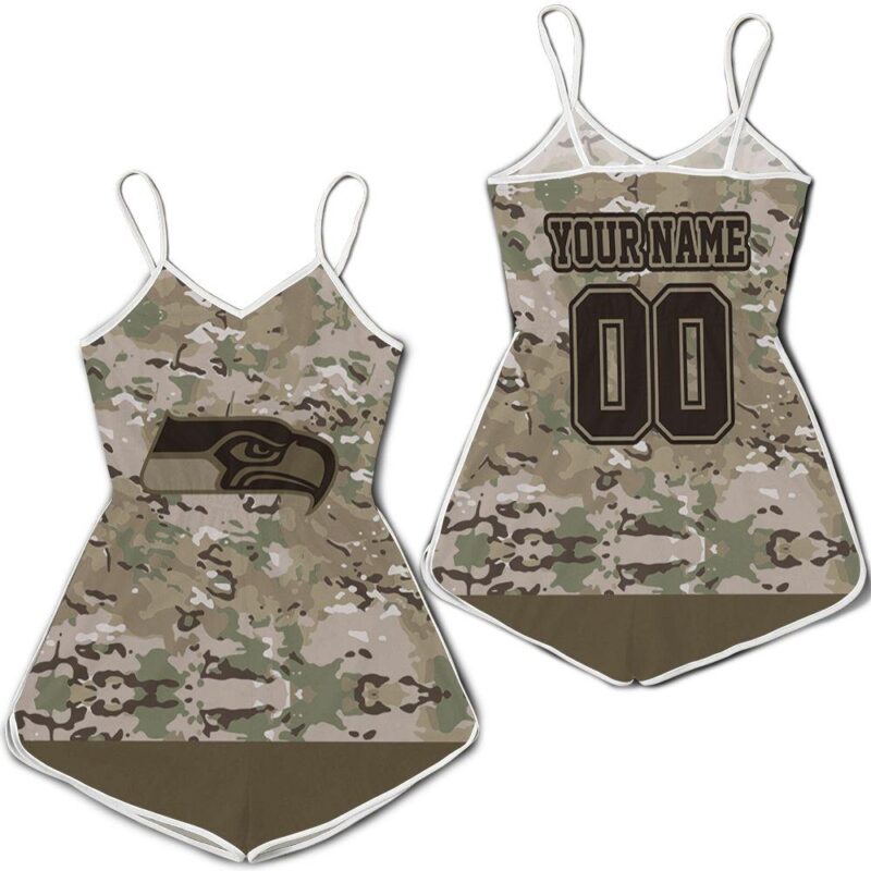 Seattle Seahawks Camouflage Veteran 3D 2 Personalized Romper RJ03404