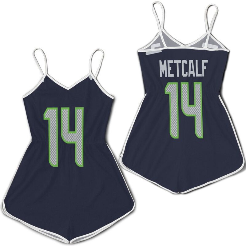 Seattle Seahawks D K Metcalf Limited Navy 100Th Season Jersey Inspired Style Romper RJ05045