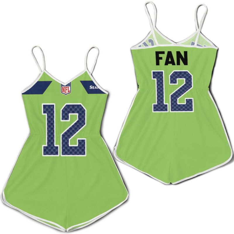 Seattle Seahawks Fan #12 NFL American Football Green Color Rush Legend Gift For Seahawks Fans Romper Jumpsuit RJ05359