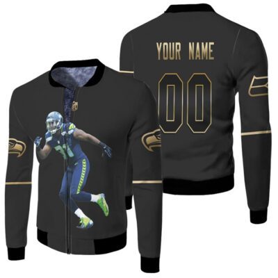 Seattle Seahawks Kam Chancellor 31 Black Golden Edition 3D Personalized Gift With Custom Number Name For Seahawks Fans Fleece Bomber Jacket