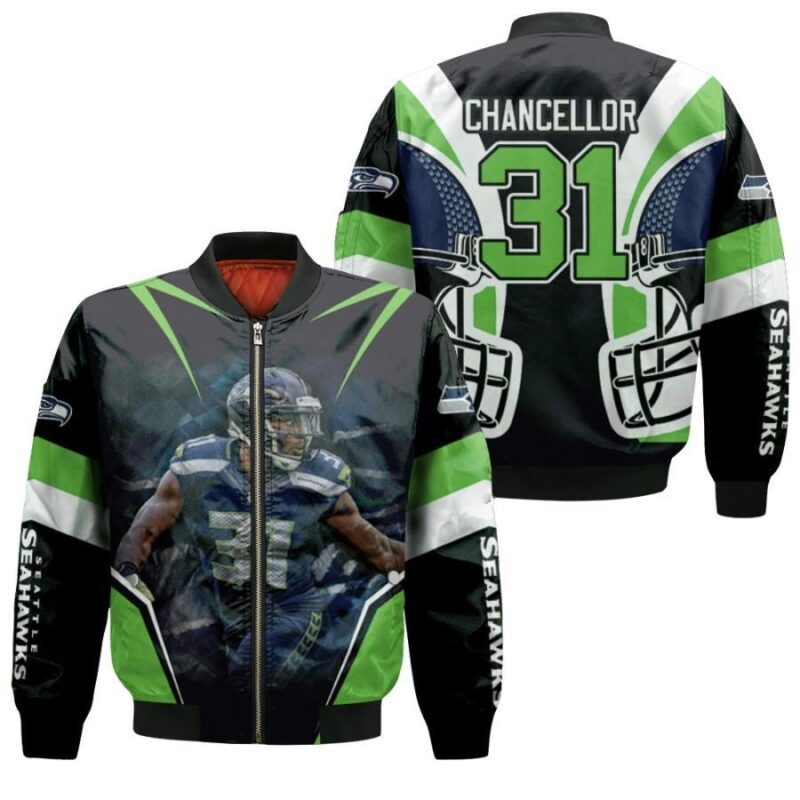 Seattle Seahawks Kam Chancellor 31 NFL Team Black Jersey Style Gift For Seattle Seahawks Fans Chancellor Fans Bomber Jacket BJ00340