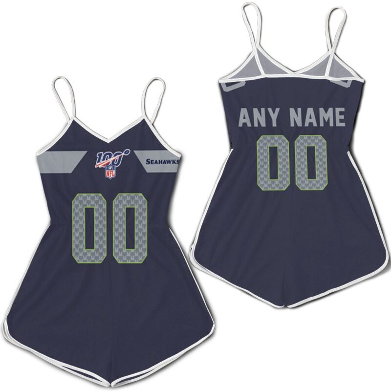 Seattle Seahawks NFL American Football Navy 100th Season Custom Gift For Seahawks Fans Romper Jumpsuit RJ05251