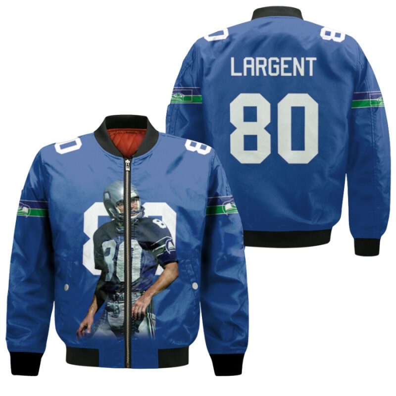 Seattle Seahawks Steve Largent 80 Blue NFL 1985 Throwback Blue Jersey Gift For Seahawks Fans Bomber Jacket BJ00122