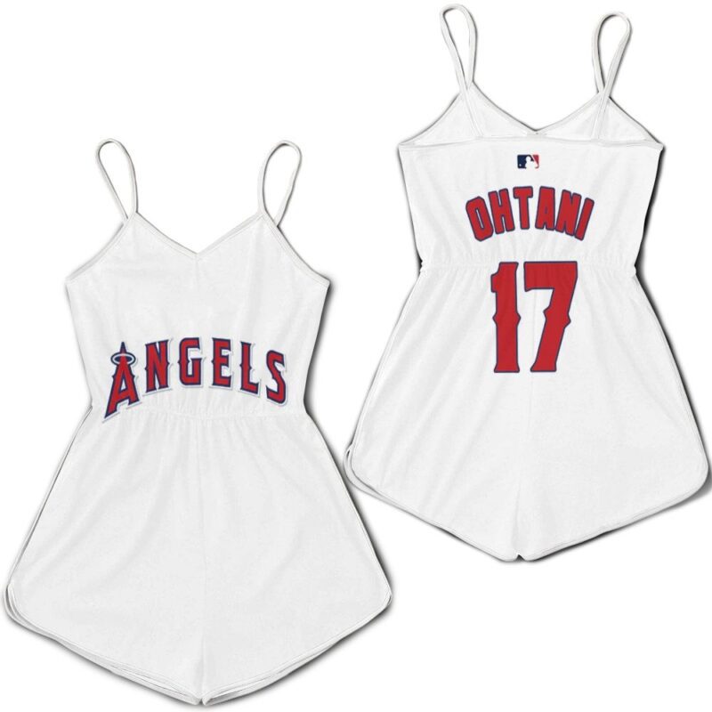 Shohei Ohtani Los Angeles Angels White Jersey Inspired Style Romper RJ04928