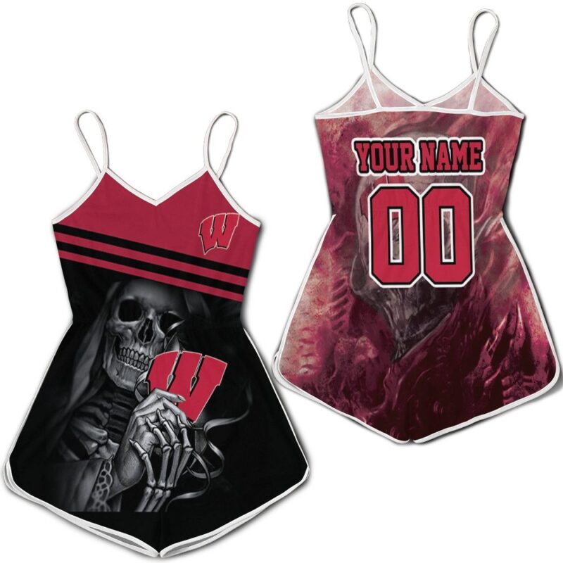 Skull Wisconsin Badgers 3D Personalized Romper RJ03118