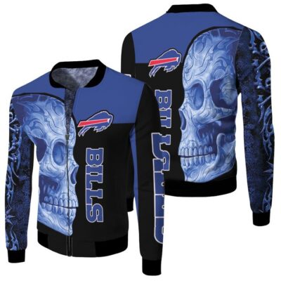 Skull buffalo bills 3d jersey Fleece Bomber Jacket