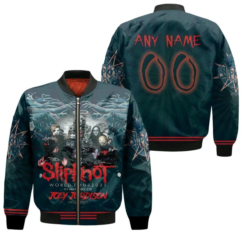 Slipknot World Tour 2021 In Memory of Joey Jordison Gift With Custom Name Number For Slipknot Fans Bomber Jacket BJ00935