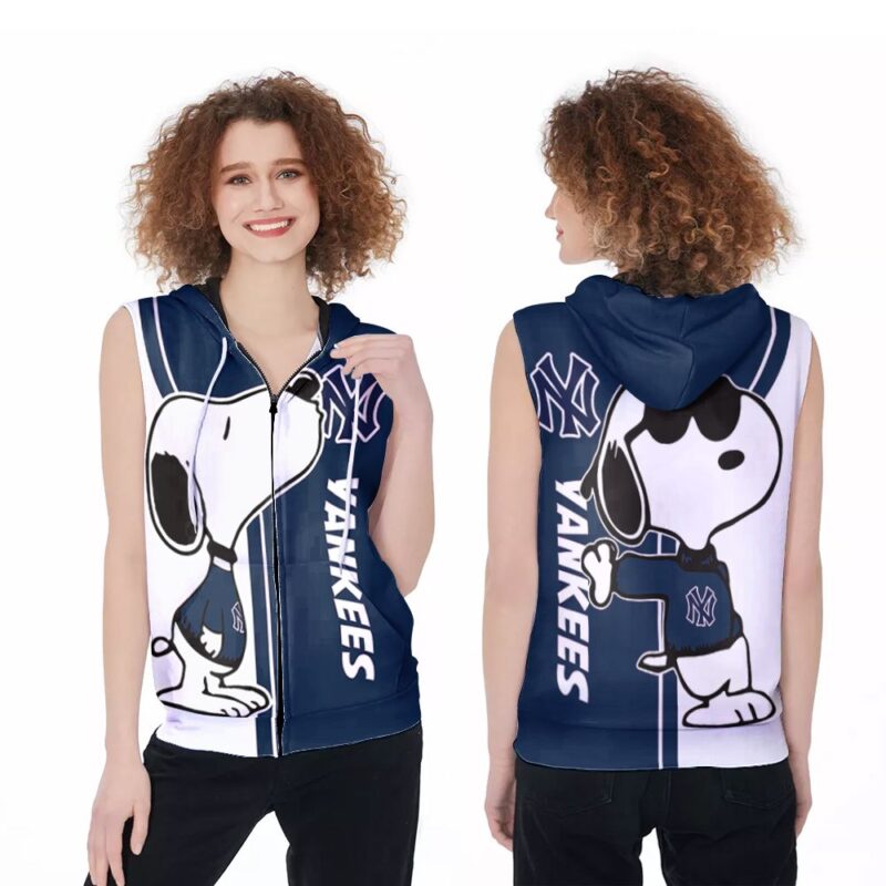 Snoopy kiss New York Yankees logo 3d designed for New York Yankees snoopy fan Zip Sleeveless Hoodie ZSH1290