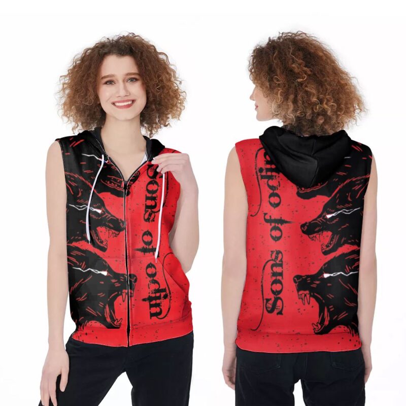Son Of Odin The Wolf Viking Shadow Gift For Son Of Odin Culture Religious Lovers Zip Sleeveless Hoodie ZSH1626