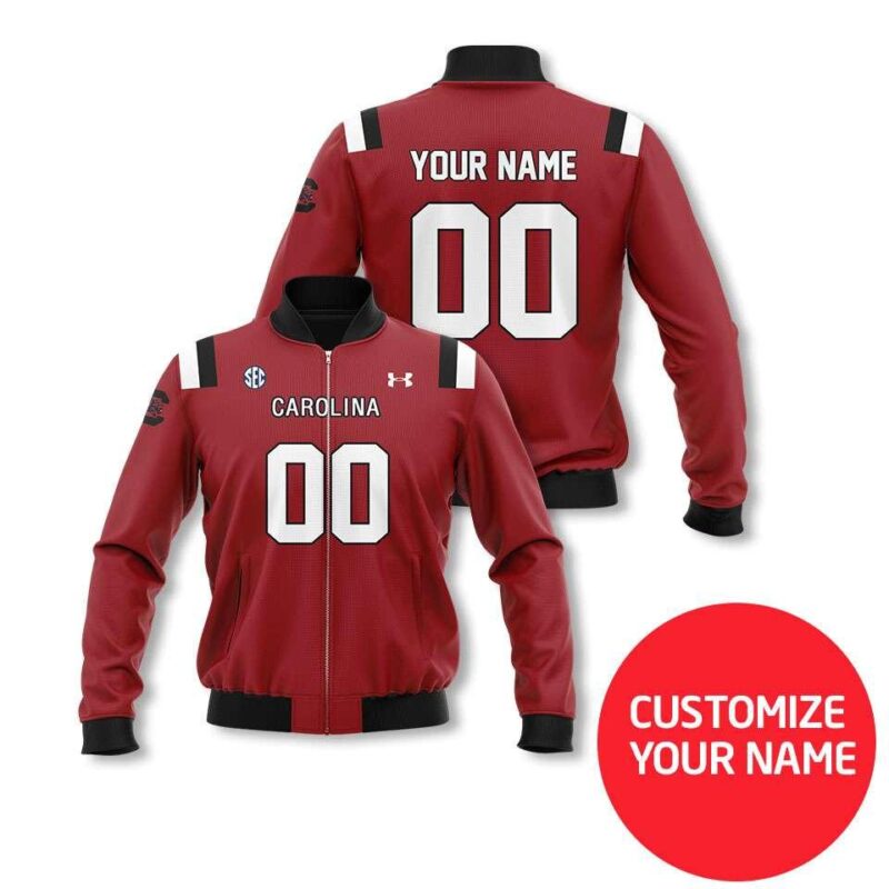 South Carolina Gamecocks #00 Personalized Garnet Jersey Style Gift With Custom Number Name For Gamecocks Fans Bomber Jacket BJ03808