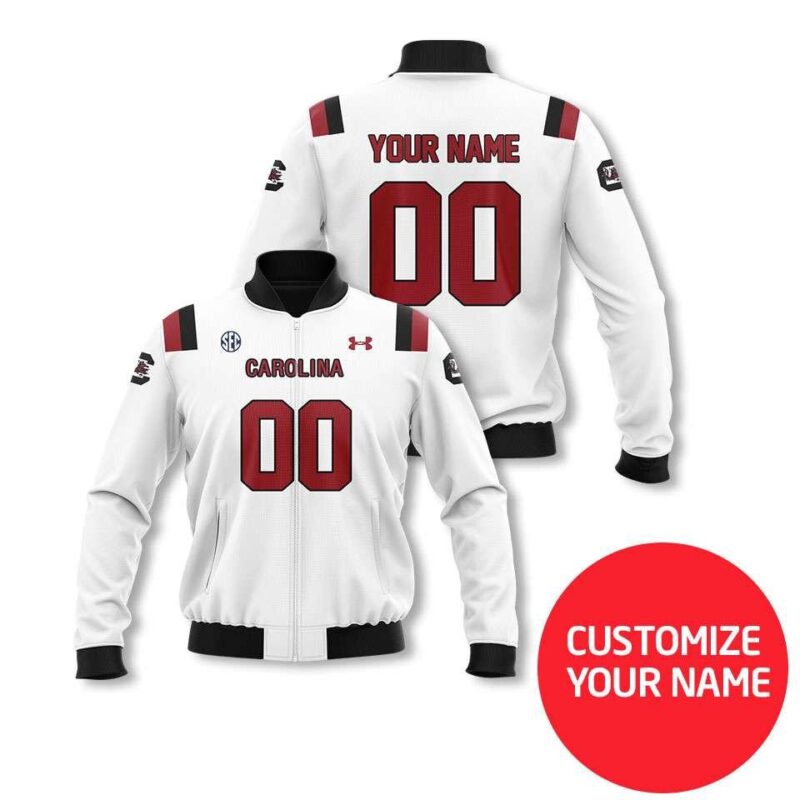 South Carolina Gamecocks Ncaa Sport Team Personalized Number Name White Jersey Style Gift For Gamecocks Fans Bomber Jacket BJ03711