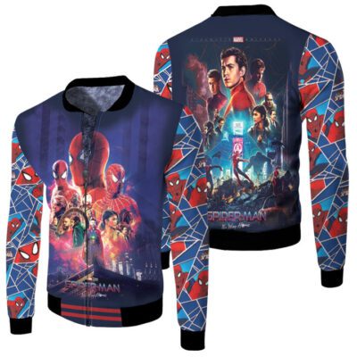 Spider Man No Way Home Colab of Multiveres Superheroes Gift For Spider Man Fans Fleece Bomber Jacket