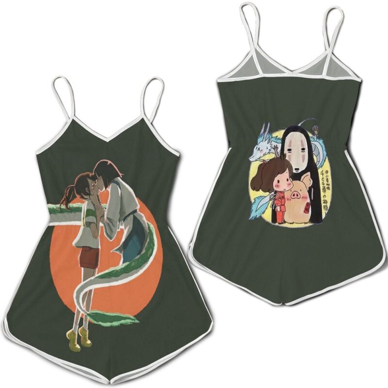 Spirited Away Chihiro Kiss Nigihayami Kohaku Nushi Haku For Studio Ghibli Fan Romper RJ01778