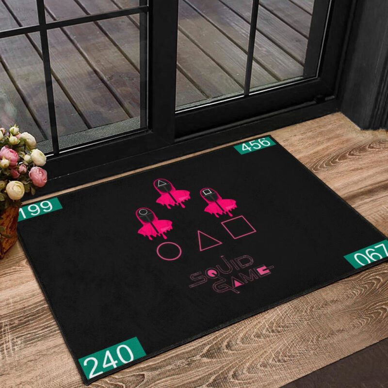 Squid Game Movie Door Mat Pink Round Triangle Square Worker Melting Players Number Door Mat Welcome Mat 1
