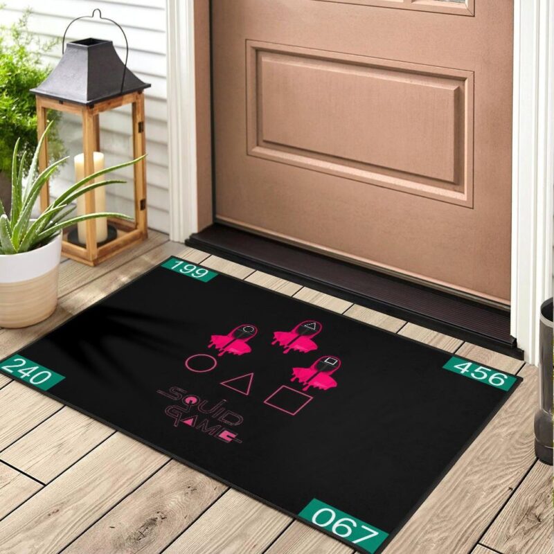 Squid Game Movie Door Mat Pink Round Triangle Square Worker Melting Players Number Door Mat Welcome Mat 2