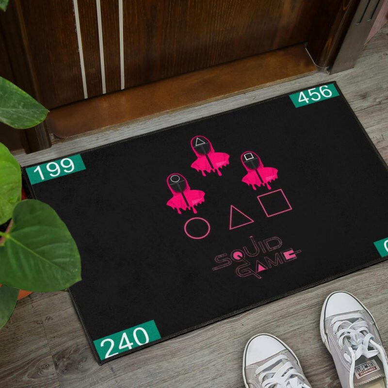 Squid Game Movie Door Mat Pink Round Triangle Square Worker Melting Players Number Door Mat Welcome Mat 3