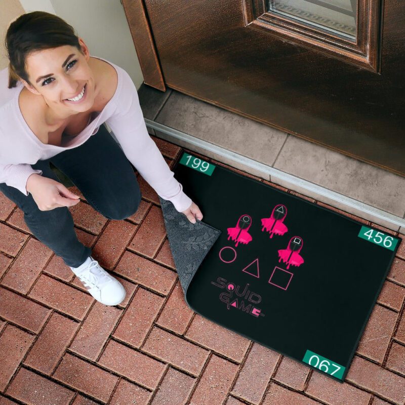 Squid Game Movie Door Mat Pink Round Triangle Square Worker Melting Players Number Door Mat Welcome Mat 4