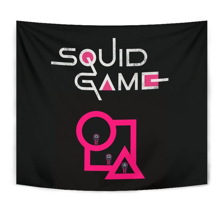 Squid Game Movie Tapestry Cute Chibi Squid Workers Standing On Round ...