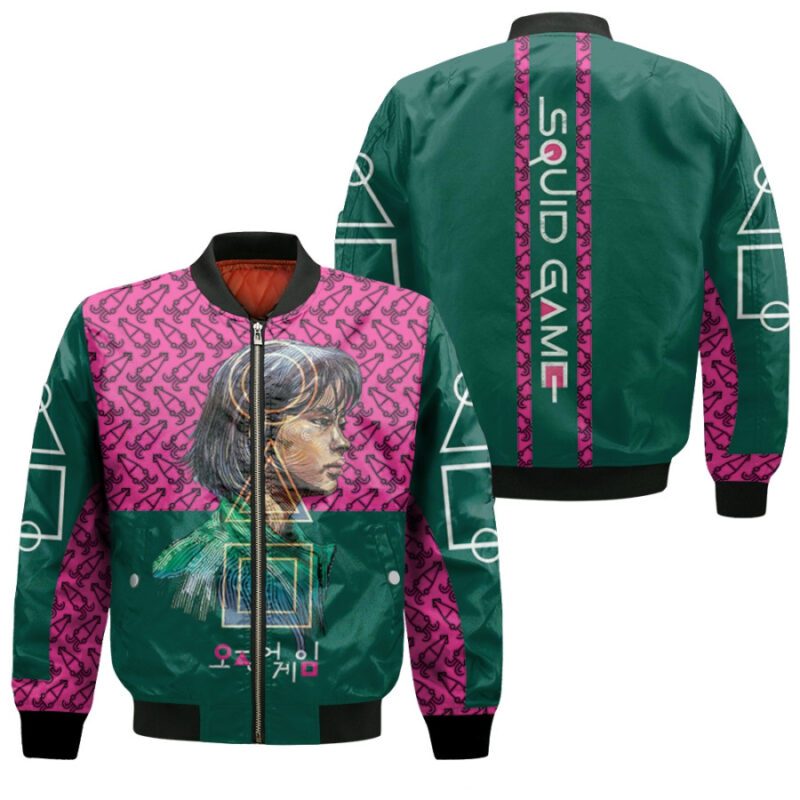 Squid Game Player 067 Circle Triangle Square Playground Games Survival Squid Game Korean Drama Series gift for Squid Game fans Bomber Jacket BJ01435