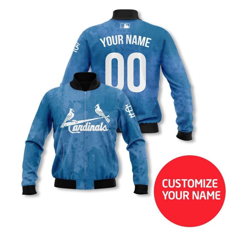 St. Louis Cardinals #00 Personalized Midnight Navy Blue Jersey Style Gift With Custom Number Name For Cardinals Fans Bomber Jacket BJ03745