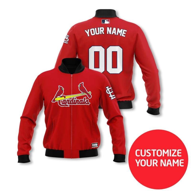 St. Louis Cardinals #00 Personalized Red Jersey Style Gift With Custom Number Name For Cardinals Fans Bomber Jacket BJ00038